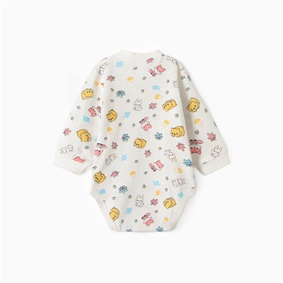 Боди детское с длинным рукавом, цвет экру/ЗВЕРИ, рост 68-74 см