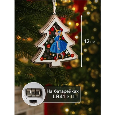 Подвеска световая «Девочка с игрушками», 11×12 см, от батареек LR41×3, свечение тёплое белое