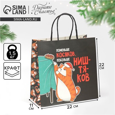 Пакет подарочный новогодний «Косяки наше всё», 22×22×11 см