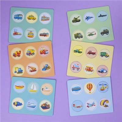 Лото Развивающее "Транспорт" 158х130мм 6 полей 36 фишек коробка (093415) 35310 Хатбер