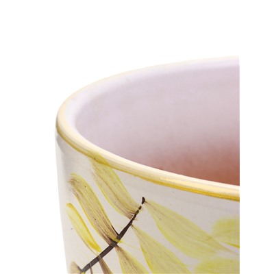 Горшок для цветов «Тропики », 5 л, d=22 см, h=19.5 см, с поддоном, керамика, белый