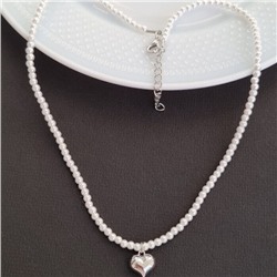 Модный чокер из жемчуга с подвеской сердце, вставка: исск.жемчуг,арт.001.705