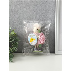 Фигурка пасхальная «Зайка в платьице с бутоном пиона в лапках», 5.5×5×19 см