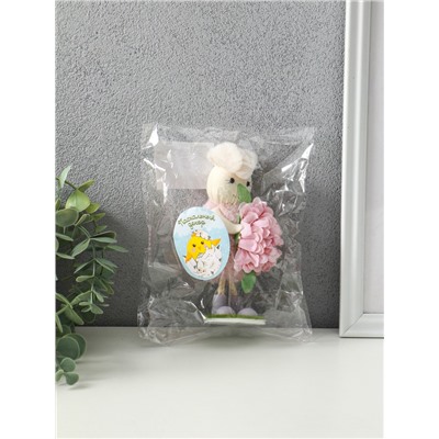 Фигурка пасхальная «Зайка в платьице с бутоном пиона в лапках», 5.5×5×19 см