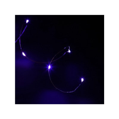 Гирлянда «Нить» 5 м роса, IP20, серебристая нить, 50 LED, батарейки CR2032×2 (в комплекте), свечение фиолетовое