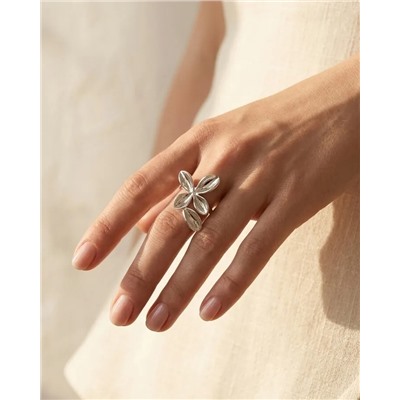 Кольцо с белым серебрением