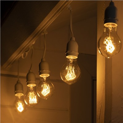 Гирлянда «Ретро белт-лайт» 10 м, IP54, УМС, белая нить, шаг 50 см, Е27 (без ламп), 220 В