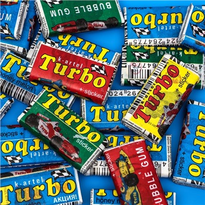 Жевательная резинка Турбо спорт гонки, со вкусом дыни, арбуза, яблока, персика, 20 шт. по 4.5 г