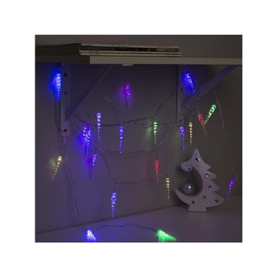 Гирлянда «Нить» 5 м с насадками «Сосульки тающие», IP20, прозрачная нить, 20 LED, свечение мульти (RG/RB), мигание, 220 В