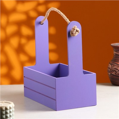 Подарочный ящик «Аром», 25.5×15×30 см, деревянный, ручка - канат, фиолетовый