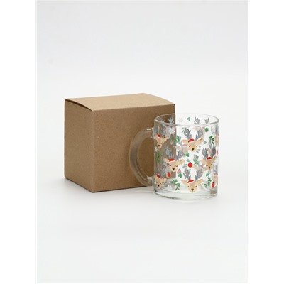 Кружка новогодняя стеклянная «Милые олени», 300 мл