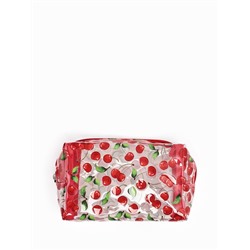 Косметичка женская Cherry, для бассейна, на молнии, прозрачная, красная