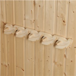 Вешалка для бани и сауны, деревянная, 60×9×7.5 см, 5 крючков