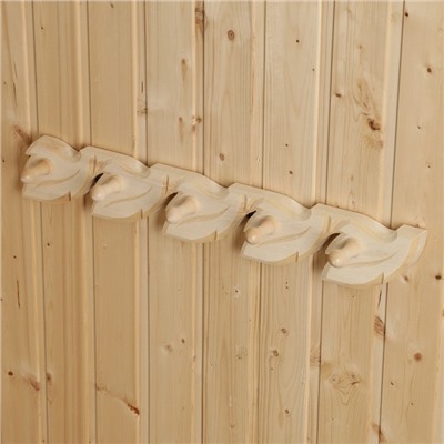 Вешалка для бани и сауны, деревянная, 60×9×7.5 см, 5 крючков