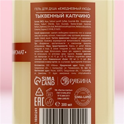 Гель для душа ЧИСТОЕ СЧАСТЬЕ, 300 мл, аромат тыквенный капучино, Новый Год
