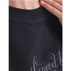 Свободный свитшот с принтом и разрезами из эластичного футера двухнитки без начеса