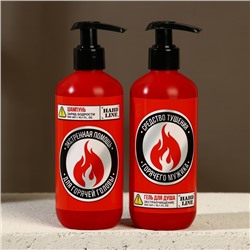 Подарочный набор косметики «Незаменимый чистый запас», гель для душа, шампунь для волос, 2×300 мл и мочалка для тела, HARD LINE