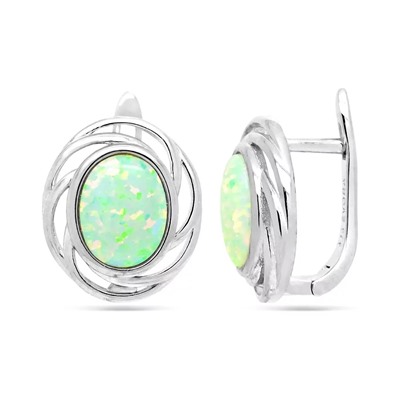 Серьги из серебра опал белый, МОВ0303