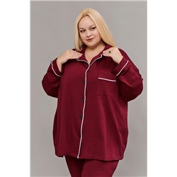 Пижама с брюками на пуговицах больших размеров Однотоннная НАТАЛИ, 1224906