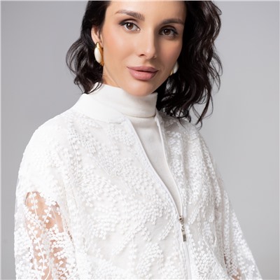 Бомбер кружевной с вышивкой, Секрет смелости (белоснежный)