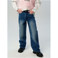 Брюки текстильные джинсовые утепленные для девочек