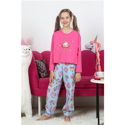 Пижама для девочки Единопончик-1 (Розово-голубой)