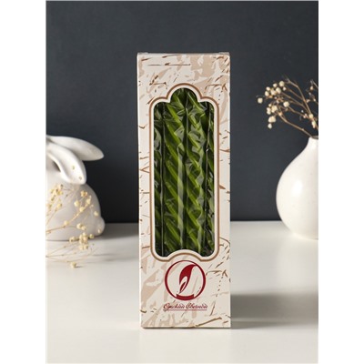 Набор свечей витых, 2.3×24.5 см, 5 ч, 50 г, 4 шт., оливковый