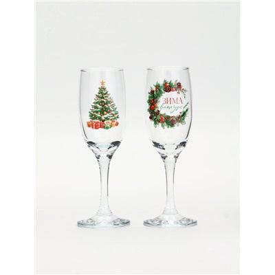 Бокалы для шампанского новогодние «Новый год», 2 шт. по 170 мл