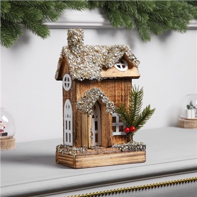 Фигура деревянная «Изба», 24×15×7 см, 3 LED, батарейки AAx2 (не в комплекте), свечение теплое белое