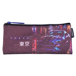 Пенал "Label. Tokyo Drift" 21,5x9x1 см, плоский для 35 предметов, на молнии, искусственная кожа до -40C с антивандальной фактурой, с подкладом