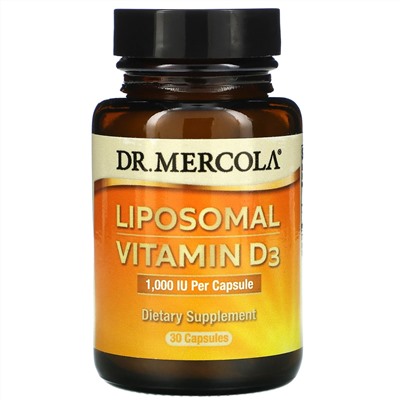 Dr. Mercola, липосомальный витамин D3, 1000 МЕ, 30 капсул
