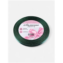 Лента атласная, с серебряным люрексом, 6 мм, 23±1 м, зелёная №70