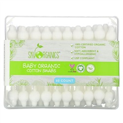 Sky Organics, Baby Organic Cotton Swabs, 60 Count
