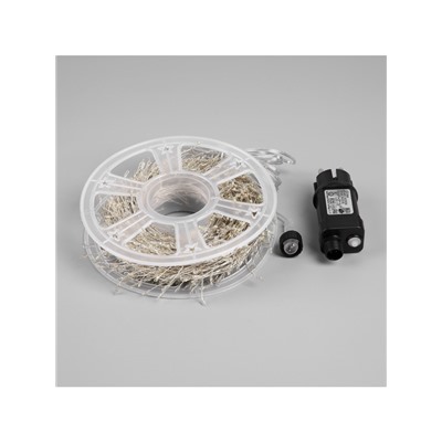 Гирлянда «Мишура» 50 м роса, IP44, серебристая нить, 1500 LED, 8 режимов, свечение мульти, 36 В