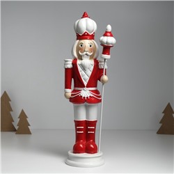 Фигурка полистоун «Щелкунчик в красно-белом мундире, с пикой», 11×11.5×36.5 см