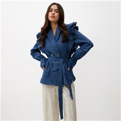 Жакет женский джинсовый с воланами MIST, размер 48, синий