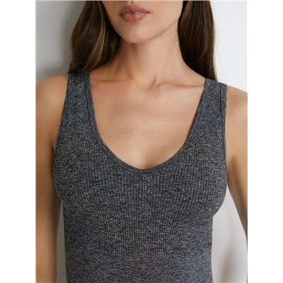 Omsa Топ БOmD_S Melange Wafle 1242-02SS Майка "Toп" женская (топ удлиненный на широких бретелях), PA