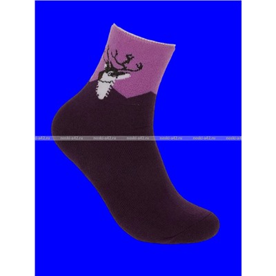МИНИBS термоноски женские внутри махра Олени со слабой резинкой арт. 1680