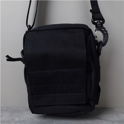 Сумка дорожная через плечо 15х12х9 см черная / MR10D /уп 1/подарок мужчине