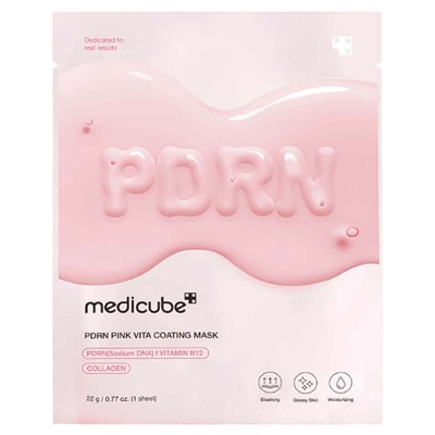 Medicube Маска-салфетка с ПДРН и коллагеном для сияния кожи PDRN Pink Vita Coating Mask
