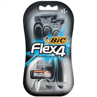Станок для бритья одноразовый BiC Flex-4 Nano Tech (3шт) блистерная упаковка