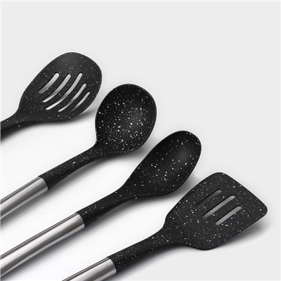Набор кухонных принадлежностей Доляна «Космос», 4 предмета, чёрный
