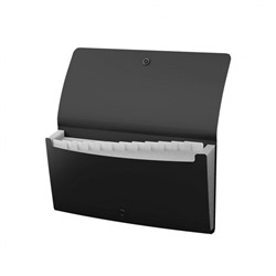 Папка 12 отд. на кнопке 260х138х25 мм черная 47236 Check size ErichKrause