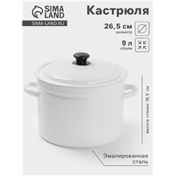 УЦЕНКА Кастрюля цил.борт. 9 л белая (без декора)