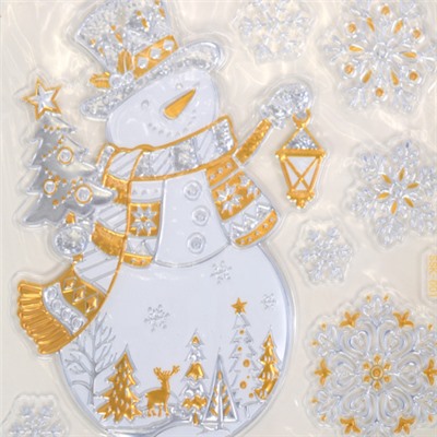 Наклейка новогодняя 24х19 Снеговик / 610-183 /уп 12/300/