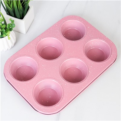 Форма для выпечки кексов и капкейков 6 ячеек 26х18 см / d-6;h-3 / RSD-11 /уп 100/ 0,18/ антипригарное