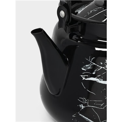 Чайник эмалированный «Чёрный мрамор», 3.5 л, металлическая ручка