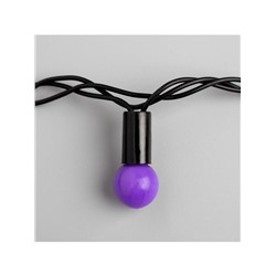 Гирлянда «Нить» 10 м с насадками «Шарики 1.5 см», IP44, тёмная нить, 100 LED, свечение фиолетовое, 8 режимов, 220 В