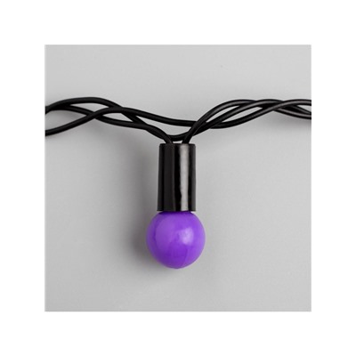 Гирлянда «Нить» 10 м с насадками «Шарики 1.5 см», IP44, тёмная нить, 100 LED, свечение фиолетовое, 8 режимов, 220 В