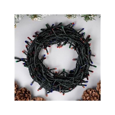 УЦЕНКА Гирлянда «Нить» 9 м, IP20, тёмная нить, 240 ламп, свечение мульти, 8 режимов, 220 В